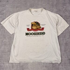 Moosehead Lager Shirt Mens XL White Canadian Beer Vintage 80s Single Stitch